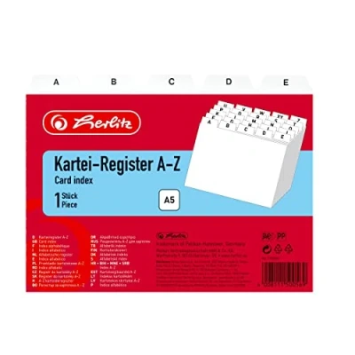 Afbeelding van Herlitz 1500560 indexkaart register A5 A Z wit