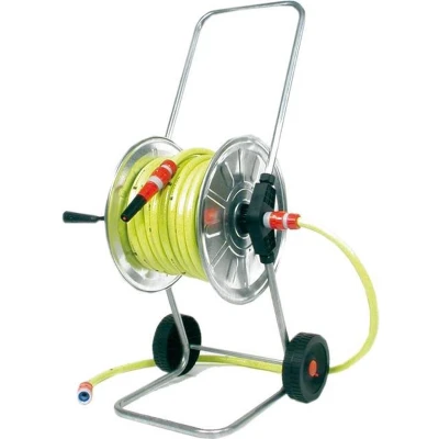 Afbeelding van Talen Tools Haspel Volledig Verzinkt Gemonteerd 25 meter 5/8&quot; met Gele Tuinslang en 3/4&quot; PVC Koppelingen