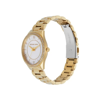 Afbeelding van Michael Kors dames Lauryn horloge met ketting en oorknopjes in set van 3 MK4849SET de kleur Goud