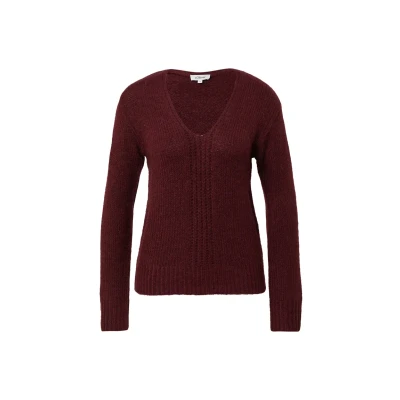 Afbeelding van s.Oliver MIT Vausschnitt Trui, Dames, Maat: 34, Bordeaux