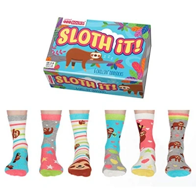 Afbeelding van ODD SOCKS Damessokken Sloth It Multipack Mismatched verschillende sokken maat 37 42 Cadeau doos
