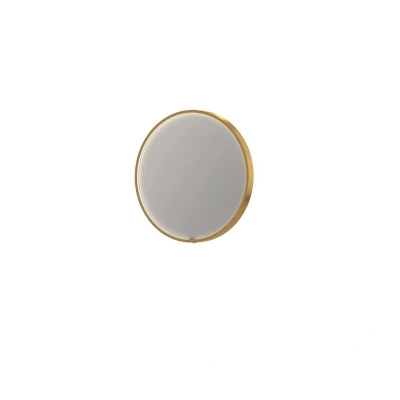 Afbeelding van INK SP24 Spiegel 60x4x60cm LED onder en boven colour changing dimbaar Spiegelverwarming rond in stalen kader Aluminium Mat goud