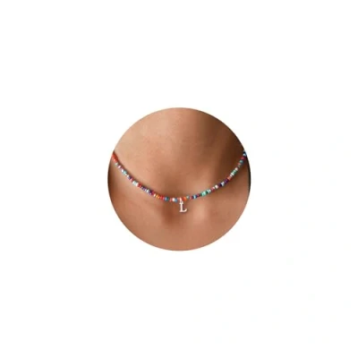 Afbeelding van TINGN Kleurrijke parelketting met letters voor meisjes en dames, handgemaakte parelketting, Y2k, esthetische letterketting, gepersonaliseerde boho ketting, sieraad, verjaardagscadeau vrouwen,