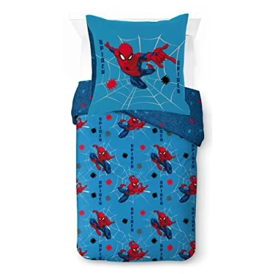 Afbeelding van Marvel Spiderman Spidey Faces 100% katoen kinderbeddengoedset 135 x 200 cm eenpersoonsbed grootte dekbedovertrek + kussensloop 80x80