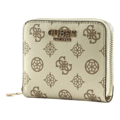 Afbeelding van GUESS Laurel SLG Small Zip Around Wallet Cream Logo, logo.