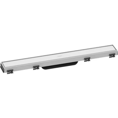 Afbeelding van hansgrohe Afgewerkte douchegoot RainDrain Match, afvoergoot 600 mm, vloerafvoer douche met in hoogte verstelbaar frame, mat wit