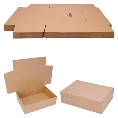 Afbeelding van verpacking Vouwdozen 430 x 310 120 mm bruin (buitenmaat 440 320 125 mm) WP L verzenddozen DHL karton Hermes DPD GLS verpakking (50 stuks)