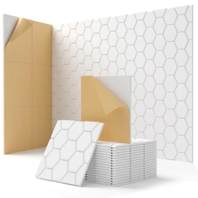 Afbeelding van Akoestische panelen zelfklevend, 18 stuks, geluidsisolatiepanelen voor plafond/deur/muurdecoratie, geluidsisolatie, geluidsabsorber, studio, gaming decoratie, 30x30x0,9cm