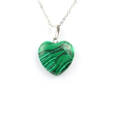 Afbeelding van Malachiet Hartje natuursteen ketting hanger wicca