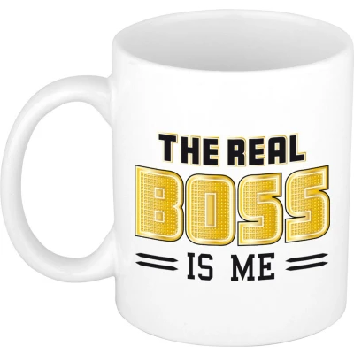 Afbeelding van Bellatio Decorations Cadeau mok voor je baas goud grappig keramiek 300 ml boss feest mokken