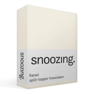 Afbeelding van Snoozing Flanel Split topper Hoeslaken Tweepersoons 140x200 cm Ivoor