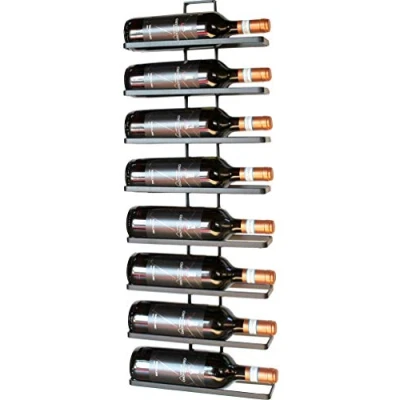 Afbeelding van DanDiBo Wijnrek, metaal, zwart, wandmontage, 4 wijns, naar wens uitbreidbaar, set van 2 flessenstandaard, flessenrek, flessenhouder (8 flessen/2 stuks)