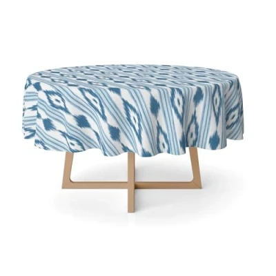 Afbeelding van Martina Home Hars gecoat tafelkleed eilanden, rond, 140 cm, lichtblauw