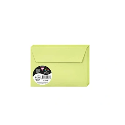 Afbeelding van Clairefontaine 55476C verpakking met 20 enveloppen pollen, formaat C6, 114 x 162 mm, 120 g, ideaal voor uitnodigingen en correspondentie, knoopgroen, 1