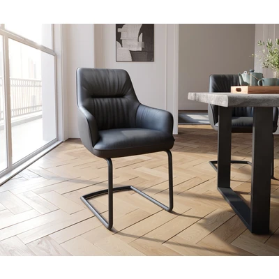 Afbeelding van sledemodel Zelia Flex met armleuning rond zwart echt leer