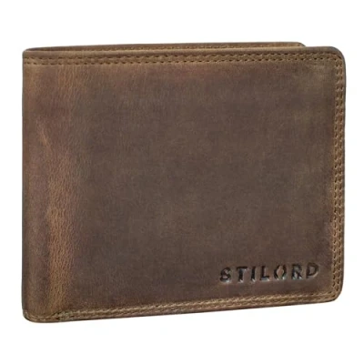 Afbeelding van STILORD &#039;Lunis&#039; RFID Portemonne Herren Slank Vintage Wallet Leer Kaarthouder Elegant Geldtasje met EC Kaartvakken Echt Leer, Kleur:middel bruin