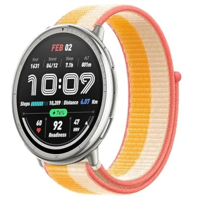 Afbeelding van KoGiio 20 mm armband voor Amazfit GTS 4/GTS 4 Mini/GTS 3/GTS 2 2e/GTS 2/GTS/GTR 42 mm, nylon ademende horlogeband Bip 3 Pro/Bip 3/Bip/Bip S/Bip Lite/Bip U Pro geel/wit