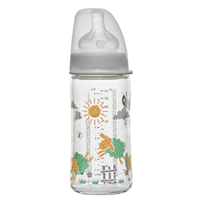 Afbeelding van nip Fles met brede hals anti koliek speen Baby drinkfles Actiflex systeem, made in Germany, BPA vrij, 240 ml
