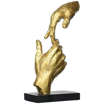 Afbeelding van Casablanca by Gilde Decoratief figuur Sculptuur two Hands, goud/zwart object, hoogte 29, handen, met teksthanger, woonkamer (1 stuk)