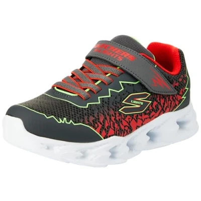 Afbeelding van Skechers Jongens, sneakers, houtskool synthetisch/lime &amp; red trim, 34,5 EU, kolen/synthetisch, limoenrood, 34.5 EU