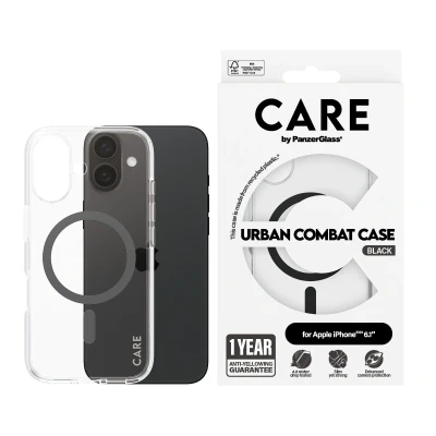 Afbeelding van Apple iPhone 16 MagSafe Hoesje Gerecycled kunststof PanzerGlass Backcover/Hardcase Zwart Telefoonhoesje Shockproof/Valbescherming