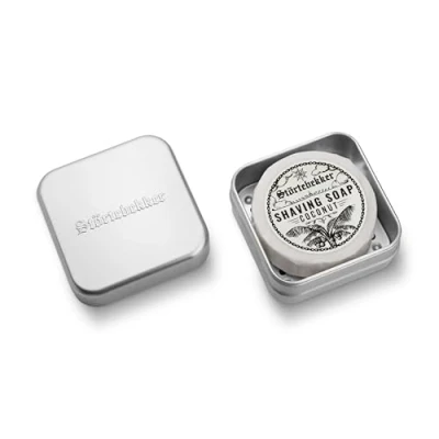 Afbeelding van Störtebekker® Premium scheerzeep &amp; zeepblikjes set zeepdoos aluminium incl. in verschillende varianten veganistische handgemaakt zeepfabriek (kokos)