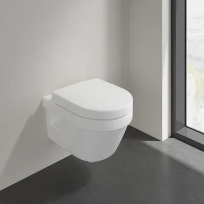 Afbeelding van Villeroy en boch architectura diepspoelcloset compact zonder spoelrand wandhangend met antibac wit alpin ceramicplus 4687r0t2