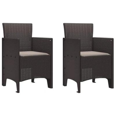 Afbeelding van vidaXL Tuinstoelen met Kussens Set van 2 Bruin, Taupe Plastic, Polyester