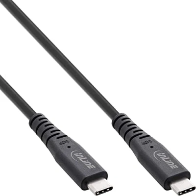 Afbeelding van InLine® USB 4 kabel, Type C stekker/stekker, PD 240W, 8K60Hz, TPE zwart, 0,5m