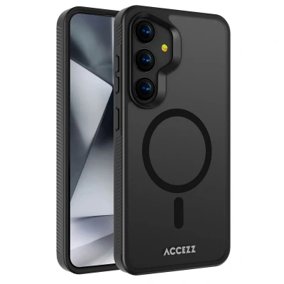 Afbeelding van Samsung Galaxy S24 Plus MagSafe Hoesje Kunststof Accezz Backcover/Hardcase Zwart Telefoonhoesje Shockproof/Valbescherming