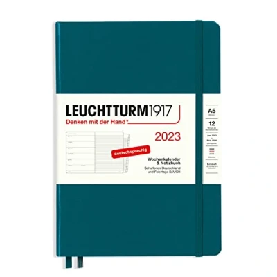 Afbeelding van LEUCHTTURM1917 365671 weekkalender en notitieboek 2023, 12 maanden, pacific green, medium (A5)