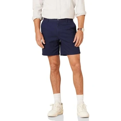 Afbeelding van Amazon Essentials Heren Slim Fit 18 cm Stretch Chino Shorts, Navy, 29W