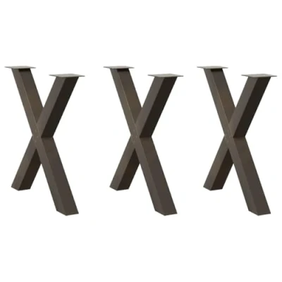 Afbeelding van vidaXL Eettafelpoten 3 st X vormig 80x(72 73) cm staal naturel