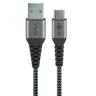 Afbeelding van Goobay USB C naar A kabel USB2.0 tot 3A / nylon 2 meter