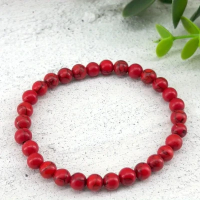 Afbeelding van Rode Howliet Armband Rust &amp; Innerlijke Kracht 8mm 18 cm