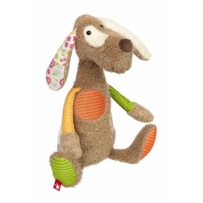 Afbeelding van SIGIKID 42845 Knuffeldier, hond, patchwork, knuffeldier om te spelen en knuffelen, van zachte materiaalmix, voor baby&#039;s kinderen, jongens meisjes 0 maanden tot 8 jaar, meerkleurig,