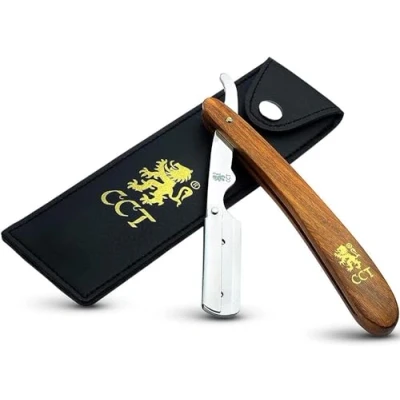 Afbeelding van Het Cambridge Cutthroat® Open Scheermes voor Mannen met 10 mesjes Missanda hardhout &amp; Roestvrij staal professioneel Scheermes, Premium een Enkel mes Snor Baard Trimmer