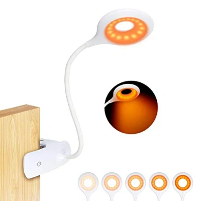 Afbeelding van Leeslamp,16LEDS Boeklamp met Blauwlichtblokkering,dimbare 5 helderheidsniveaus LED Klemlamp,USB oplaadbaar,draagbaar, 360 graden flexibele klemlamp, zwanenhals, leeslamp voor slaapkamer &amp; bureau