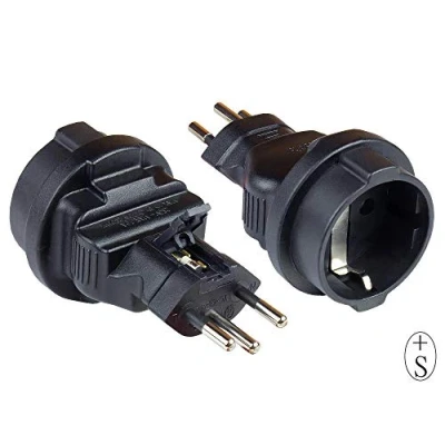 Afbeelding van Good Connections PA 6002S stroomadapter Zwitserland netstekker (SEV1011, recht) naar geaard stopcontact type F, SEV reisadapter/stekkeradapter/netadapter zwart,