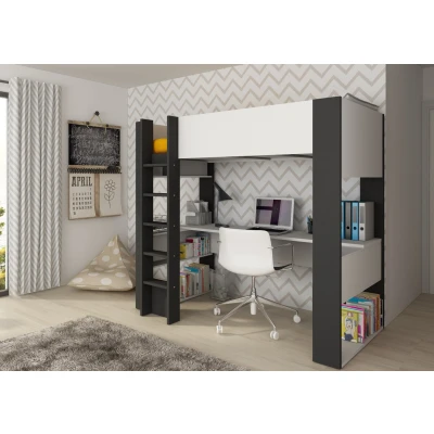 Afbeelding van Twist hoogslaper met bureau 90x200 Wit antraciet
