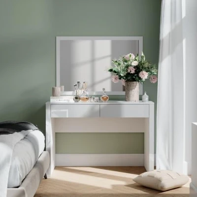 Afbeelding van Vicco AnnabelleToilettafel 110 cm met 2 laden Wit hoogglans/wit