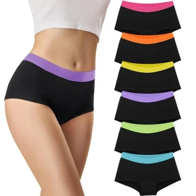 Afbeelding van Libella Dames slips, 6 stuks, hipsters boxershorts, katoen met zachte rekbare tailleband 3429, Meerkleurig 1, L