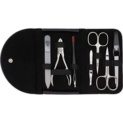 Afbeelding van DREI SCHWERTER Germany manicure set nagelset &#039;Romagna&#039; 7 delig leer met glasvijl