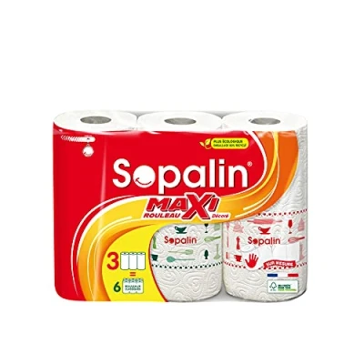 Afbeelding van Sopalin maxi rollen versierd 3 = 6 klassieke laags halve vellen verpakking 80% gerecycled kunststof FSC gecertificeerd papier gemengd