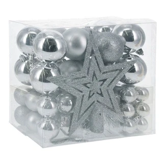 Afbeelding van Kerstballen Set met Piek Zilver, 54st.