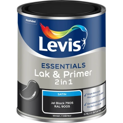 Afbeelding van Levis Essentials Lak &amp; Primer Jet Black (RAL 9005) 7905 0,75 L