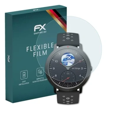 Afbeelding van atFoliX Beschermfolie compatibel met Withings Steel HR Sport 40mm Folie, ultra duidelijk en flexibel FX Schermbeschermer (3X)