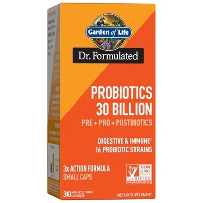Afbeelding van Garden of Life Dr Formulated Once Daily 3 in 1 Complete Probiotics, Prebiotics &amp; Postbiotics PRE + PRO POSTBIOTIC Supplement for Adults’ Digestive Immune Health, 30 Billion CFU, Day Supply