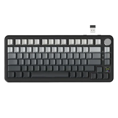 Afbeelding van ATTACK SHARK X85PRO Draadloos mechanisch toetsenbord met TFT display en knop, 75% QMK gamingtoetsenbord pakking, 2.4G/BT/USB C bedraad, hot swappable, 4000 mAh, NKRO, RGB (Moon Night)