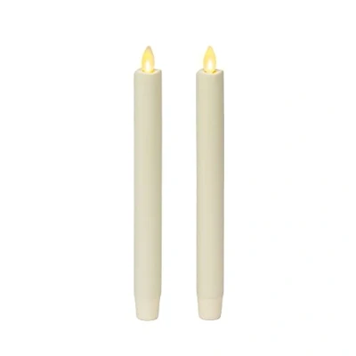 Afbeelding van Luminara Set van 2 bewegende vlam LED Taper (1x9.75), vlamloze kaars, gesmolten rand, gladde was, ongeparfumeerd wit